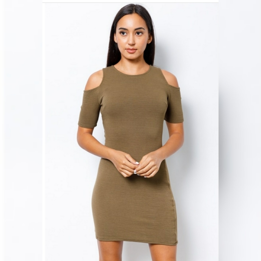 Olive green cut out mini dress